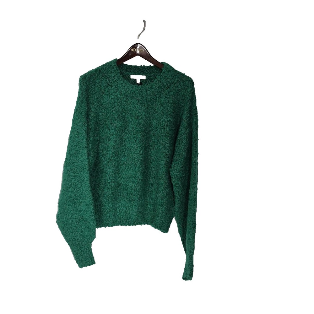 Banana Republic Sweater Womens Medium Green Alpaca Wool Boucle Crewneck Pullover